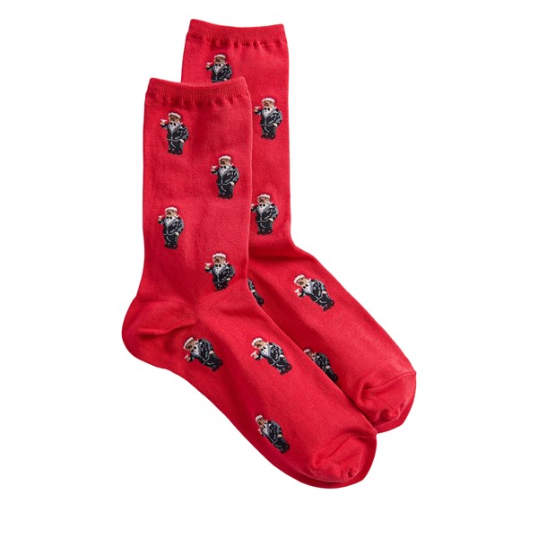 Chaussettes crew Martini Bear rouges Little Burgundy