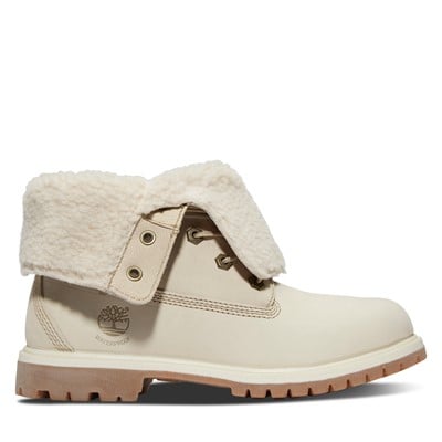 Women's Authentics Teddy Fleece Lace-Up Boots in White