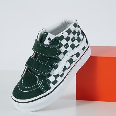 Little Kids' Checkerboard Mid Reissure V Sneakers in GreenWhite Alternate View