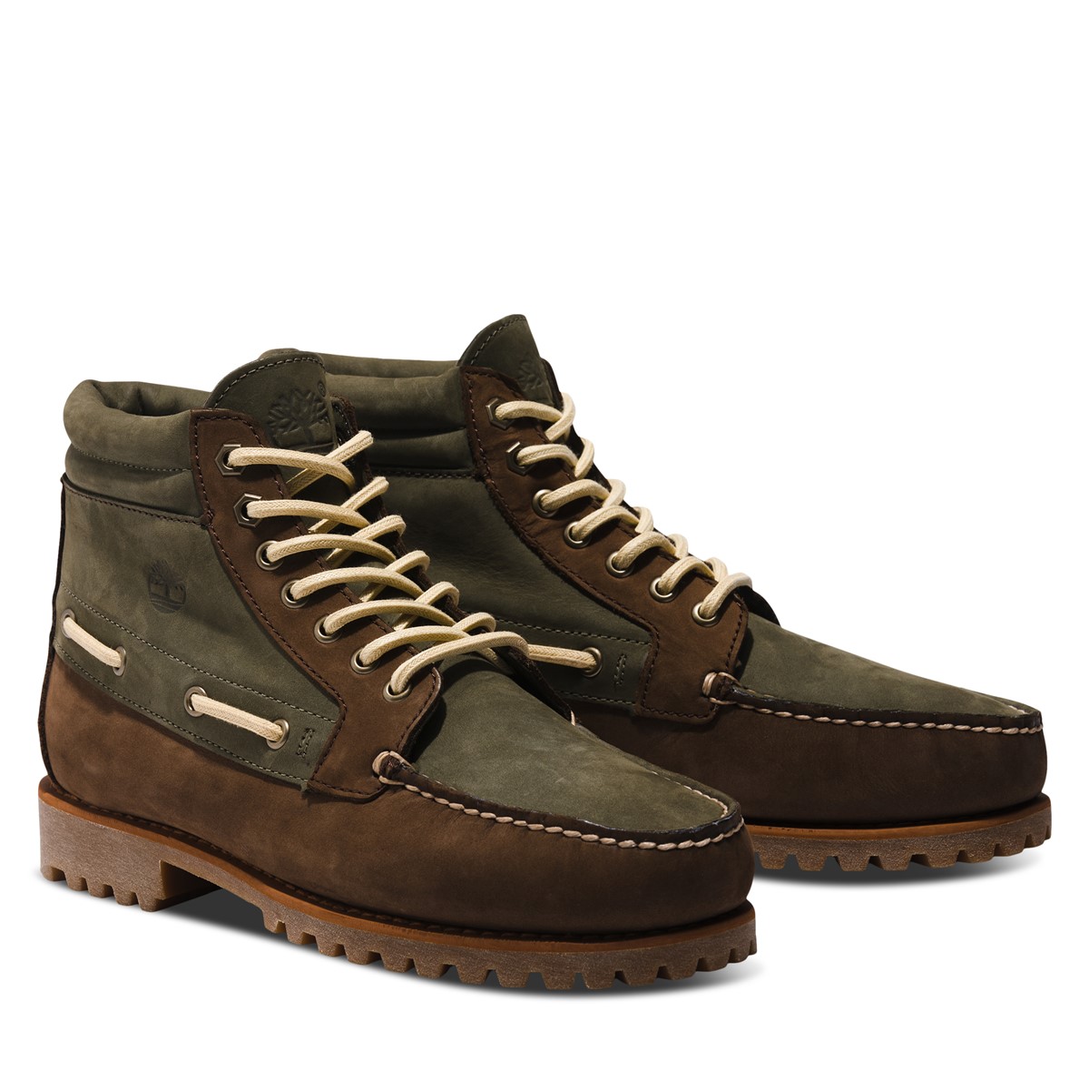 Men's Authentic 7-Eye Chukka Lace-Up Boots in Brown/Green | Little Burgundy