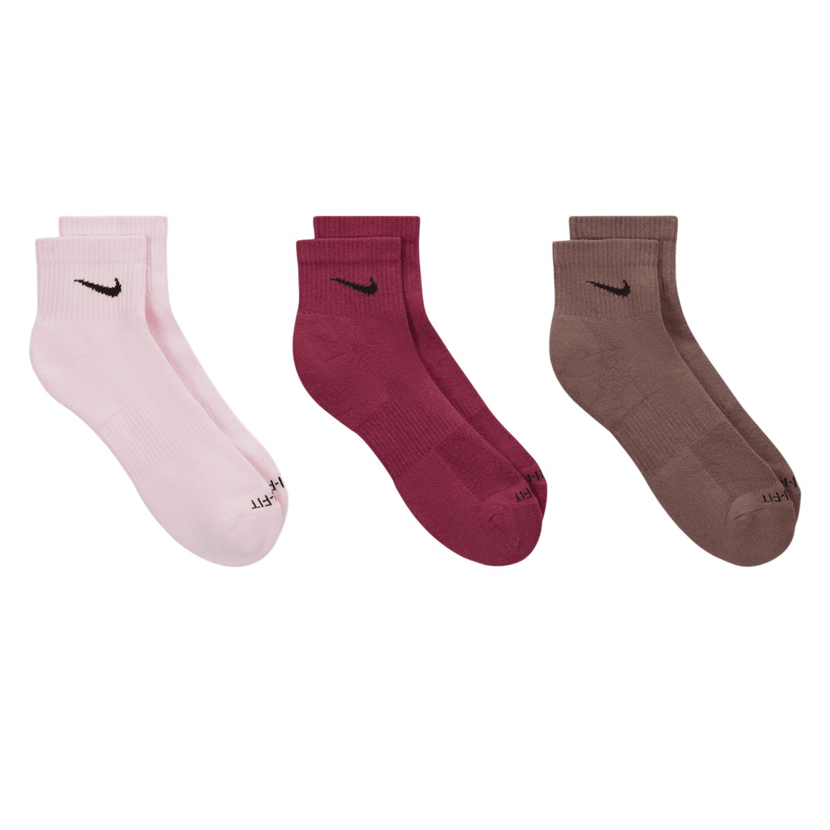 Three Pack Everyday Plus Cushioned Ankle Socks in Pink/Red/Green