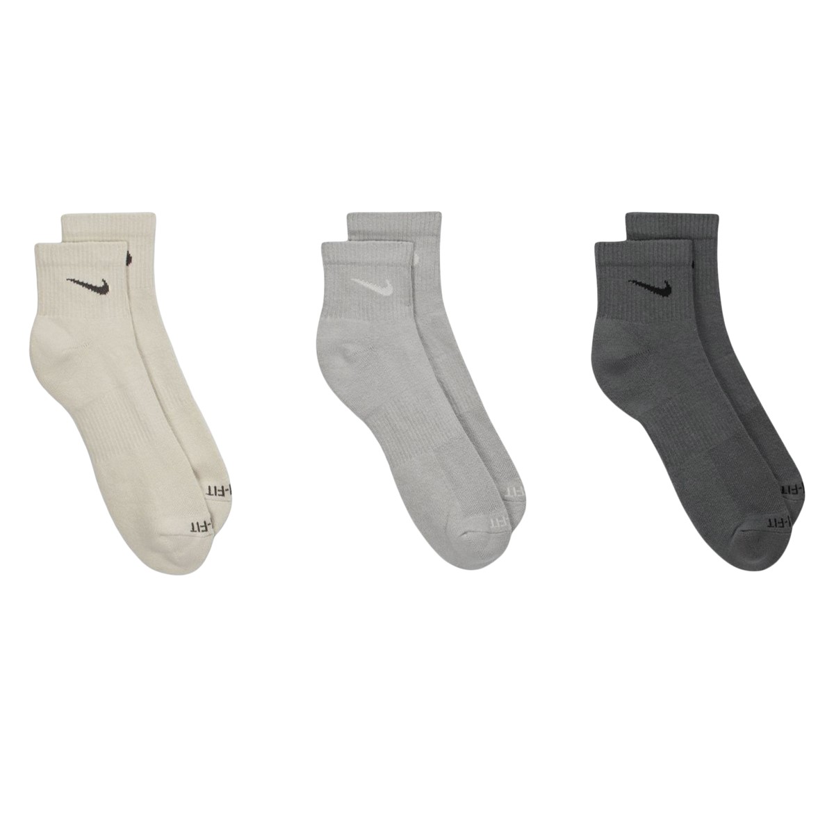 Three Pack Every Day Plus Cushioned Crew Socks in Grey