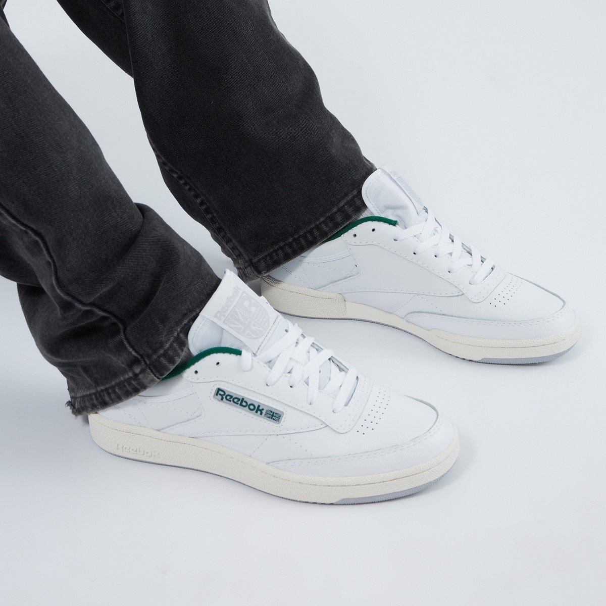 Men's Club C 85 Sneakers in White/Grey/Green | Little Burgundy