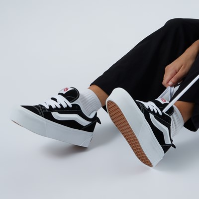 Women's Knu Skool Platform Sneakers in Black/White Alternate View