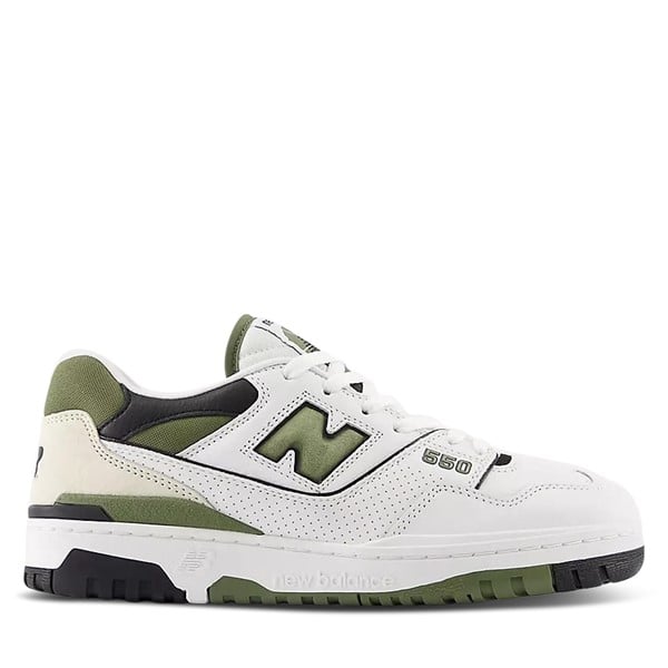 New Balance Men's BB550 Sneakers White/Olive White Misc, Leather