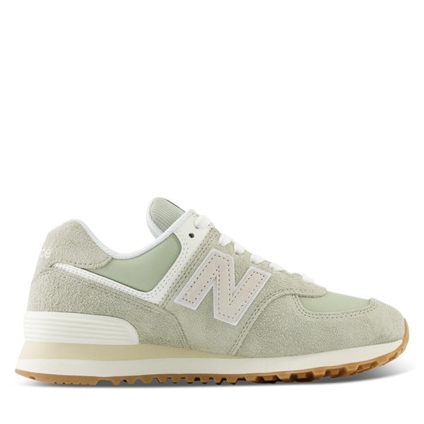 New Balance Womens 574 Sneakers Olive/Pink Green, Suede