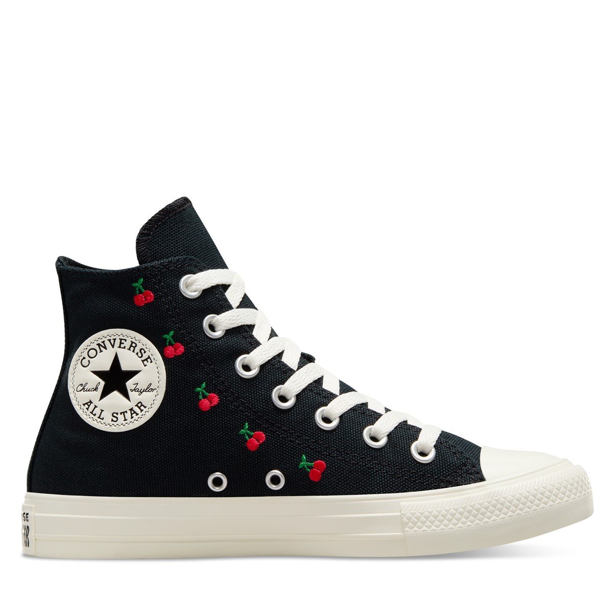 Women's Chuck Taylor All Star Cherries Hi Sneakers in Black/Red/Egret