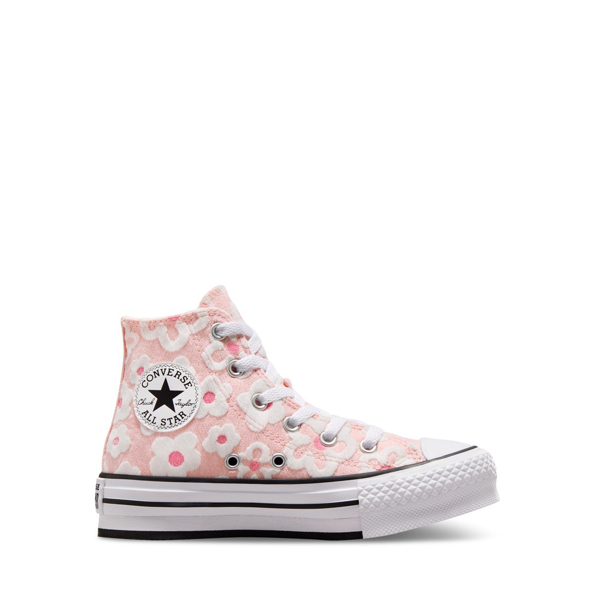 Little Kids' Chuck Taylor All Star Lift Platform Floral Embroidery Sneakers in Pink/White