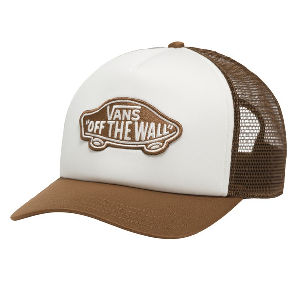 Vans Classic Patch Curved Bill Trucker Hat in Brown/White in Brun Misc, Polyester