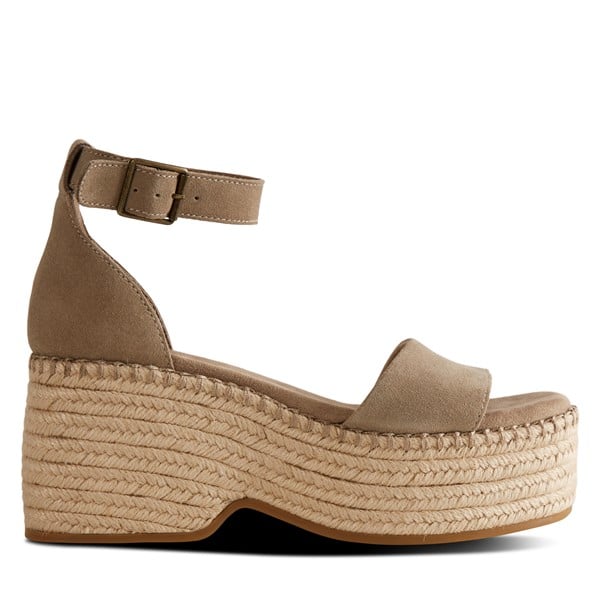Toms Women's Laila Wedge Sandals Dune Taupe, Suede