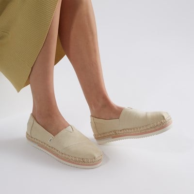 Chaussures à plateforme sans lacets Alpargata beiges pour femmes Alternate View