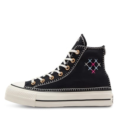 Women's Chuck Taylor All Star Lift Hi Crafted Stitching Sneakers in Black/White Alternate View