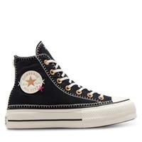Women's Chuck Taylor All Star Lift Hi Crafted Stitching Sneakers in Black/White