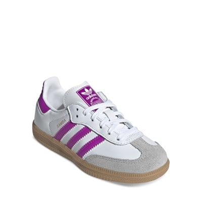 Little Kids' Samba OG Sneakers in White/Purple/Gum Alternate View