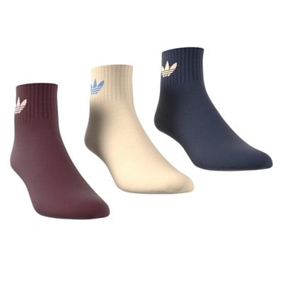 Three Pack Mid Ankle Socks in Brown/Sand/Blue