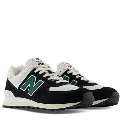 Men's 574 Sneakers in Black/White/Green Alternate View