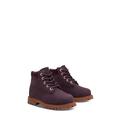 Youth Timberland Premium 6 Inch Lace Up Waterproof Boot in Dk pur nbk