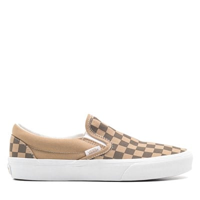 Men's Classic Checkerboard Slip-Ons in Brown/Olive