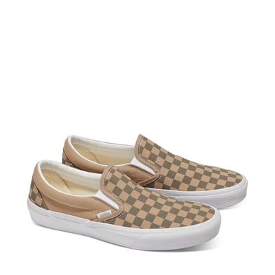 Men's Classic Checkerboard Slip-Ons in Brown/Olive Alternate View