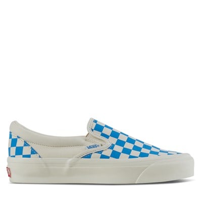 Baskets classiques sans lacets blanches et bleues