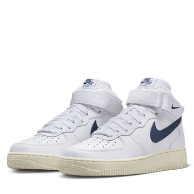 Baskets Air Force 1 '07 Mid blanches et bleu marine pour femmes Alternate View