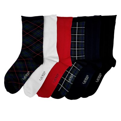 Main view of Paque de 6 paires de chaussettes mi-mollet Blackwatch Plaid multicolores pour femmes