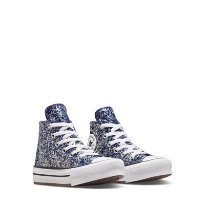 Alternate view of Baskets à plateforme Chuck Taylor All Star EVA Lift Hi bleues et blanches pour jeunes enfants