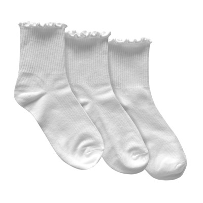 Main view of Ruffled Crew Socks in Beige