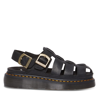 Main view of Wrenlie Grizzly Leather Fisherman Sandals in Black