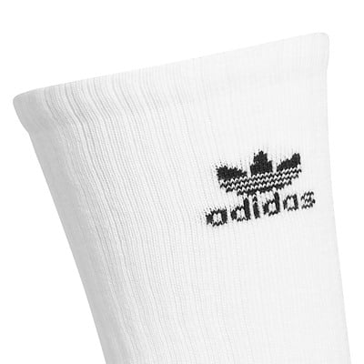 Six Pack Cushioned Trefoil Crew Socks in White Alternate View