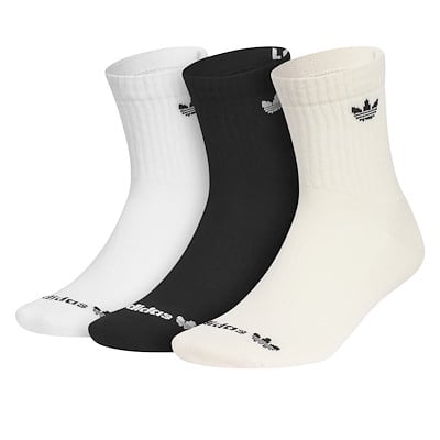 Paquet de 3 paires de chaussettes crew coussinées à trèfle blanches, noires et beiges