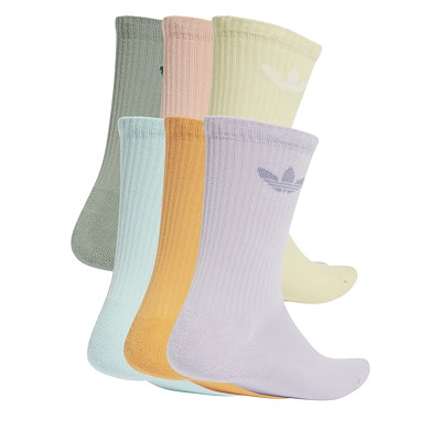 Alternate view of Six Pack Cushioned Trefoil Crew Socks in Multi Colours