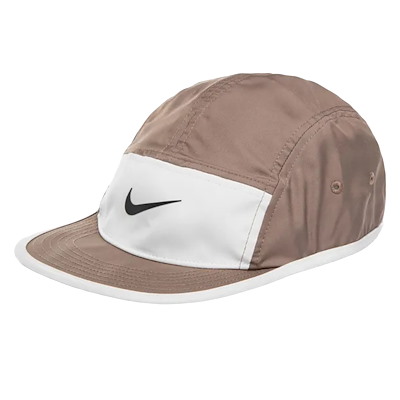 Main view of Dri-FIT Fly Unstructured Swoosh Cap in Cream/Brown/Black