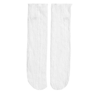 Main view of Lacy Half Crew Socks in White
