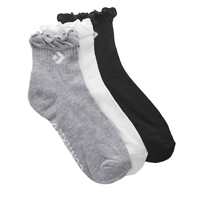 Paquet de 3 paires de chaussettes mi-mollet Lettuce Edge grises, blanches et noires