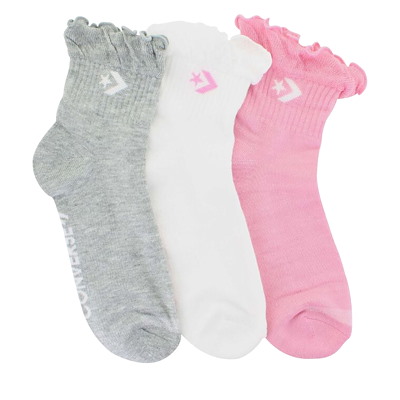 Paquet de 3 paires de chaussettes mi-mollet Lettuce Edge roses, blanches et grises