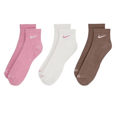 Main view of Three Pack Everyday Plus Cushioned Ankle Socks in Pink/Brown/White