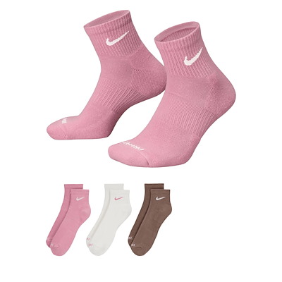 Alternate view of Three Pack Everyday Plus Cushioned Ankle Socks in Pink/Brown/White