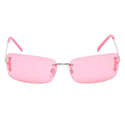 Main view of Gemini Rimless Sunglasses in Pink