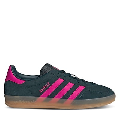 Women's Gazelle Indoor Sneakers in Dark Green/Pink