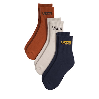 3-Pack Classic Half Crew Socks in Burnt Orange/Beige/Navy