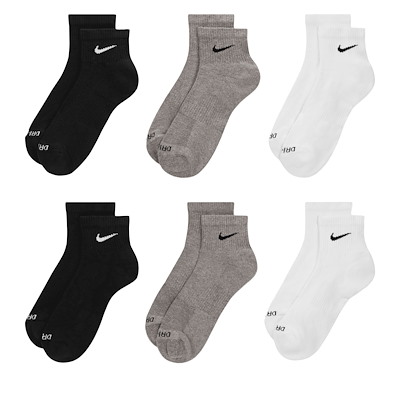 Paquet de six paires de chaussettes à la cheville Everyday Plus Cushioned noires, grises et blanches