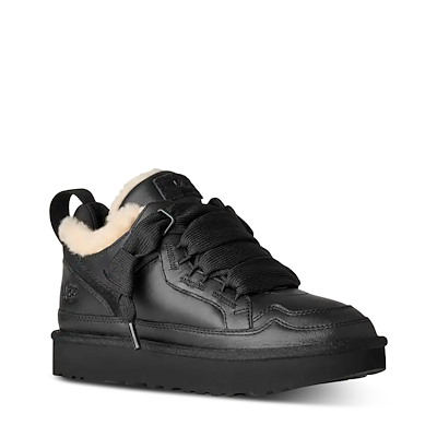 Women's Lowmel Leather Sneakers in Black Alternate View