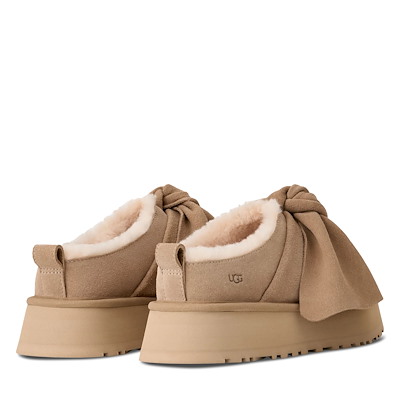 Women's Platform Slip On Bow Slippers in Sand | Little Burgundy