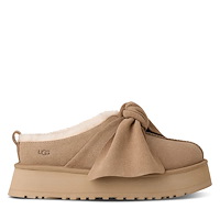 Women's Platform Slip On Bow Slippers in Sand