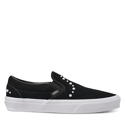 Baskets Classic Slip-On avec perles noires et blanches pour femmes