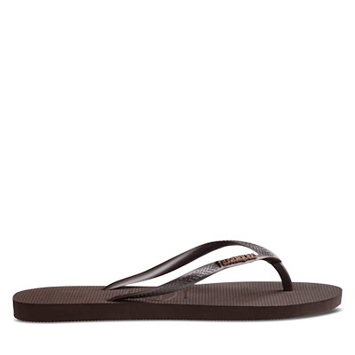 Main view of Women's Slim Flip Flops in Metallic Brown