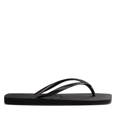 Main view of Women's Slim Square Flip Flops in Black