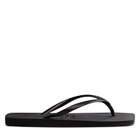 Women's Slim Square Flip Flops in Black