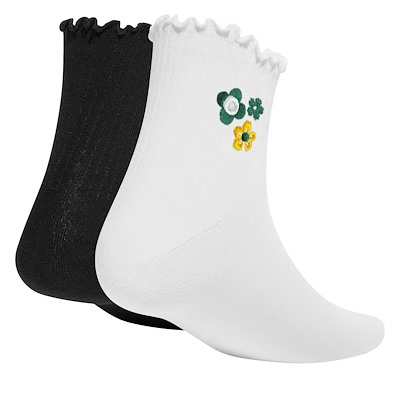 Chaussettes chevilles à volants Originals x Liberty London, lot de 2 en noir/blanc